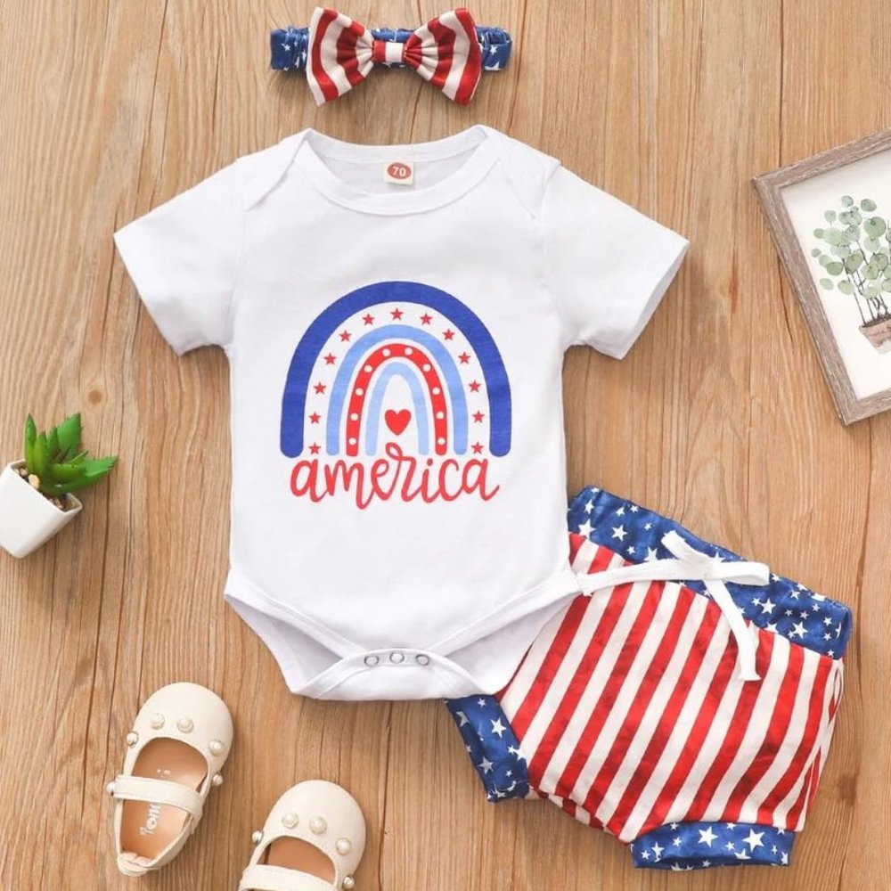 NEW Girl's American Rainbow Outfit